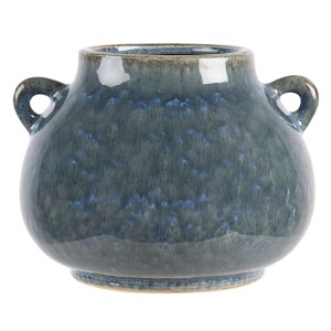 Modro zelený obal na květináč Flora s uchy - 21*20*16 cm