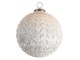 Bílá vánoční koule se vzorem v a patinou - Ø 15 cm