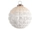 Bílá antik vánoční koule s patinou a vzorem kostky - Ø 12 cm