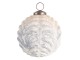 Bílo krémová vánoční koule se zdobením a patinou - Ø 10 cm