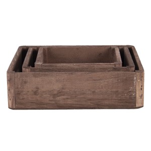 Dřevěný dekorativní podnos (sada 3 ks) - 24*24*6 / 20*20*6 / 16*16*6 cm
