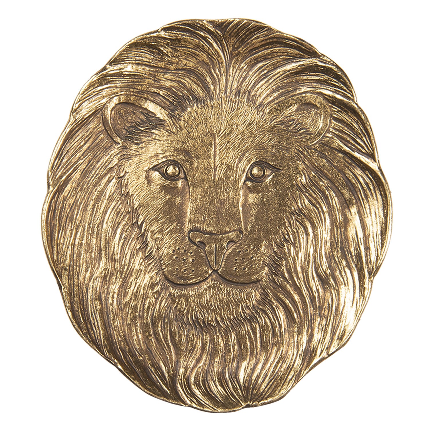 Zlatý dekorační tácek hlavy lva - 14*1*14 cm Clayre & Eef