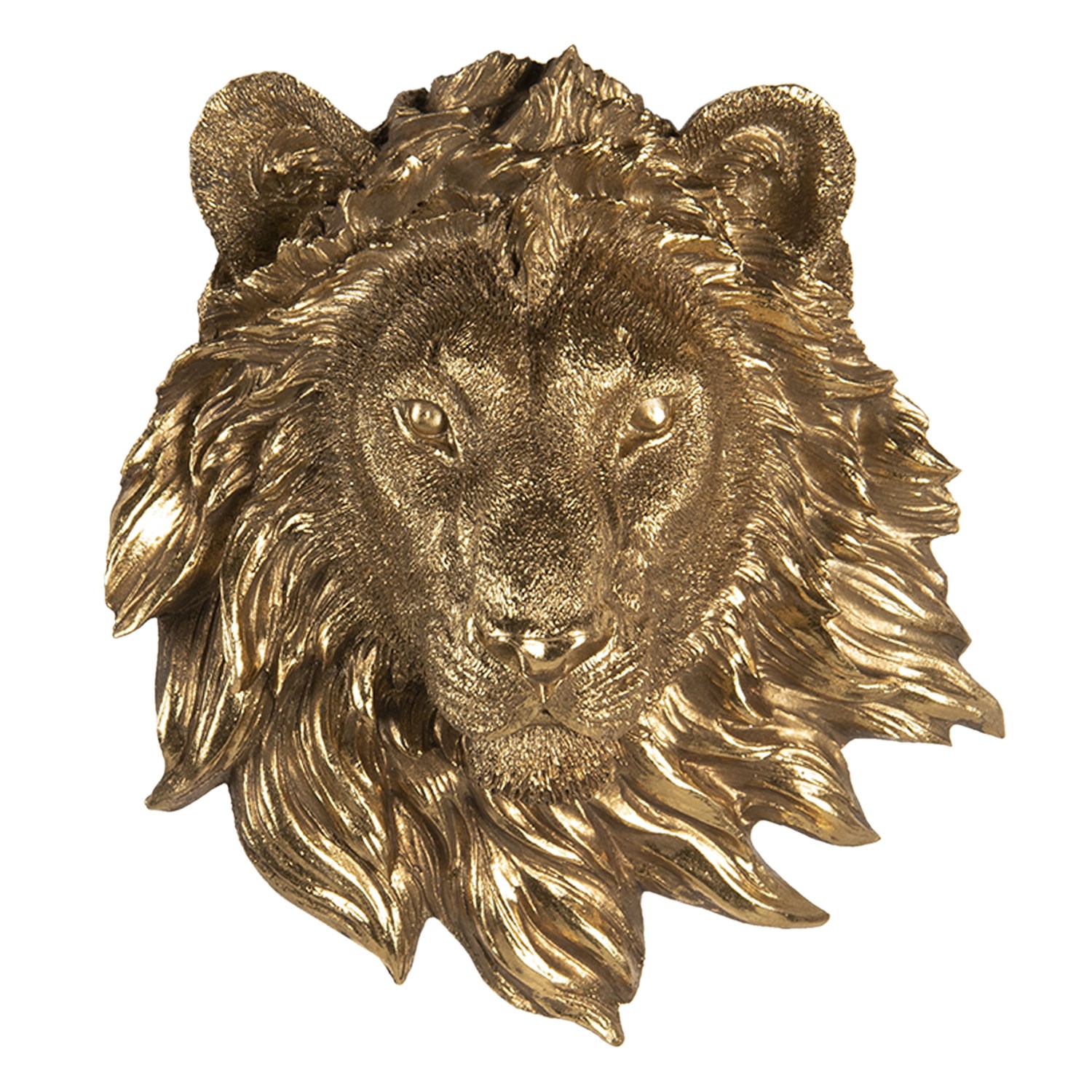 Zlatá nástěnná dekorace hlavy lva - 18*8*21 cm Clayre & Eef