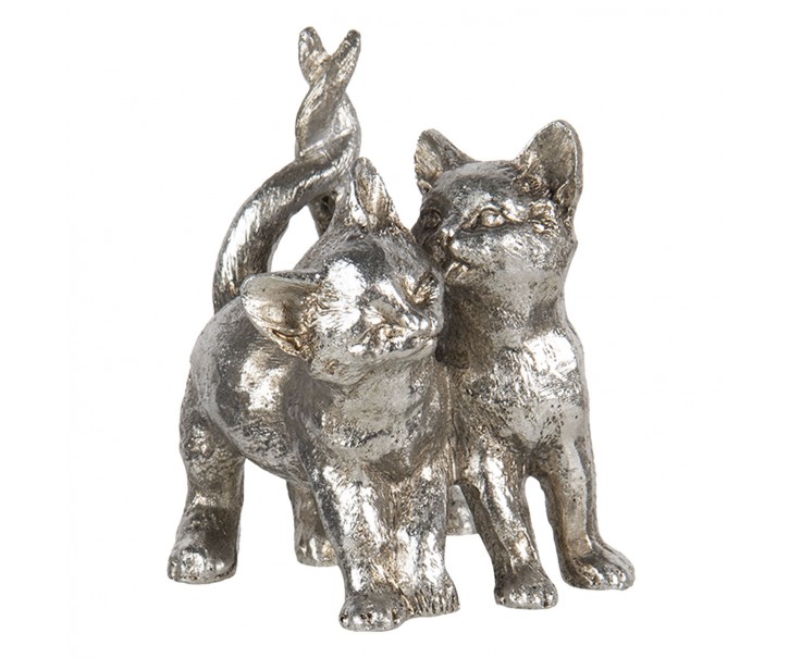 Stříbrné sousoší koček s patinou - 13*9*18 cm