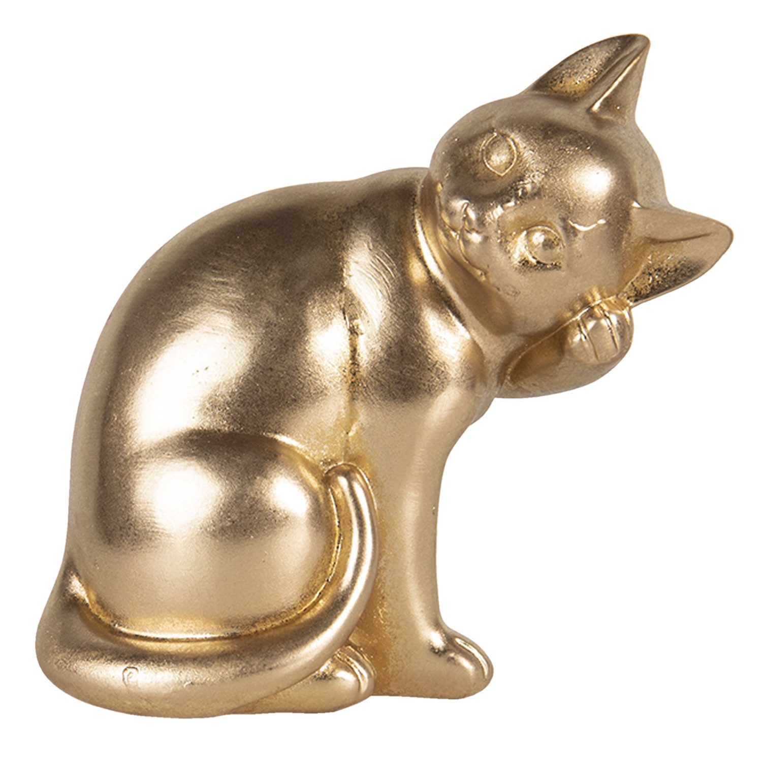 Levně Zlatá dekorativní soška kočka - 21*13*20 cm 6PR3439