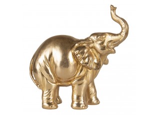 Zlatá soška slona se zvednutým chobotem a patinou - 19*8*19 cm