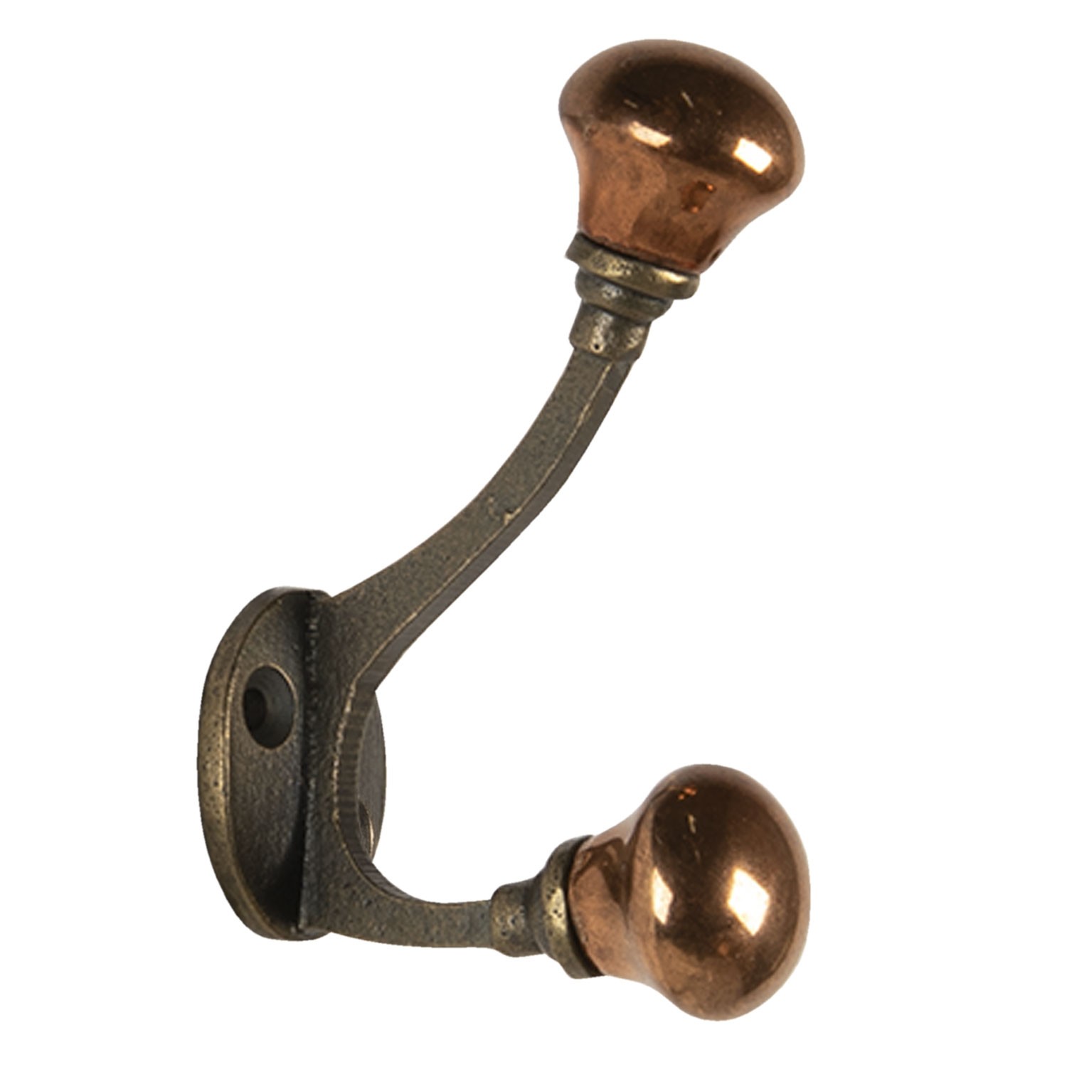 Nástěnný litinový háček s bronzovými koncovkami - 3*5*9 cm Clayre & Eef