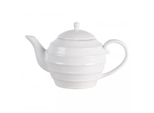 Bílá vroubkovaná konvička na čaj Romantic Intense - 24*15*15 cm/ 1L
