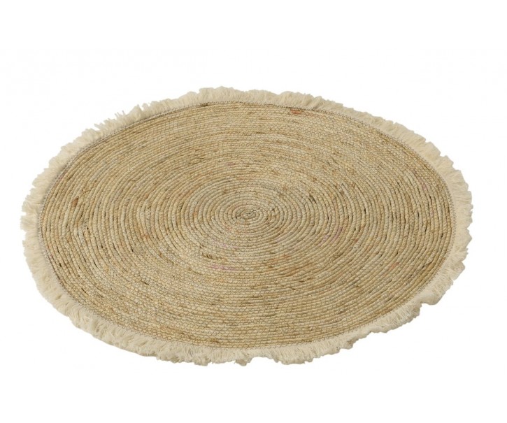 Přírodní kulatý koberec z mořské trávy s třásněmi - Ø 70*1 cm