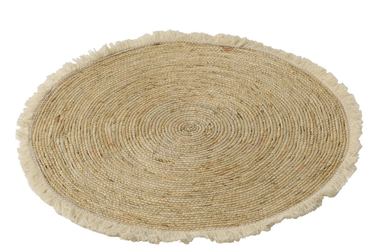 Přírodní kulatý koberec z mořské trávy s třásněmi - Ø 70*1 cm
