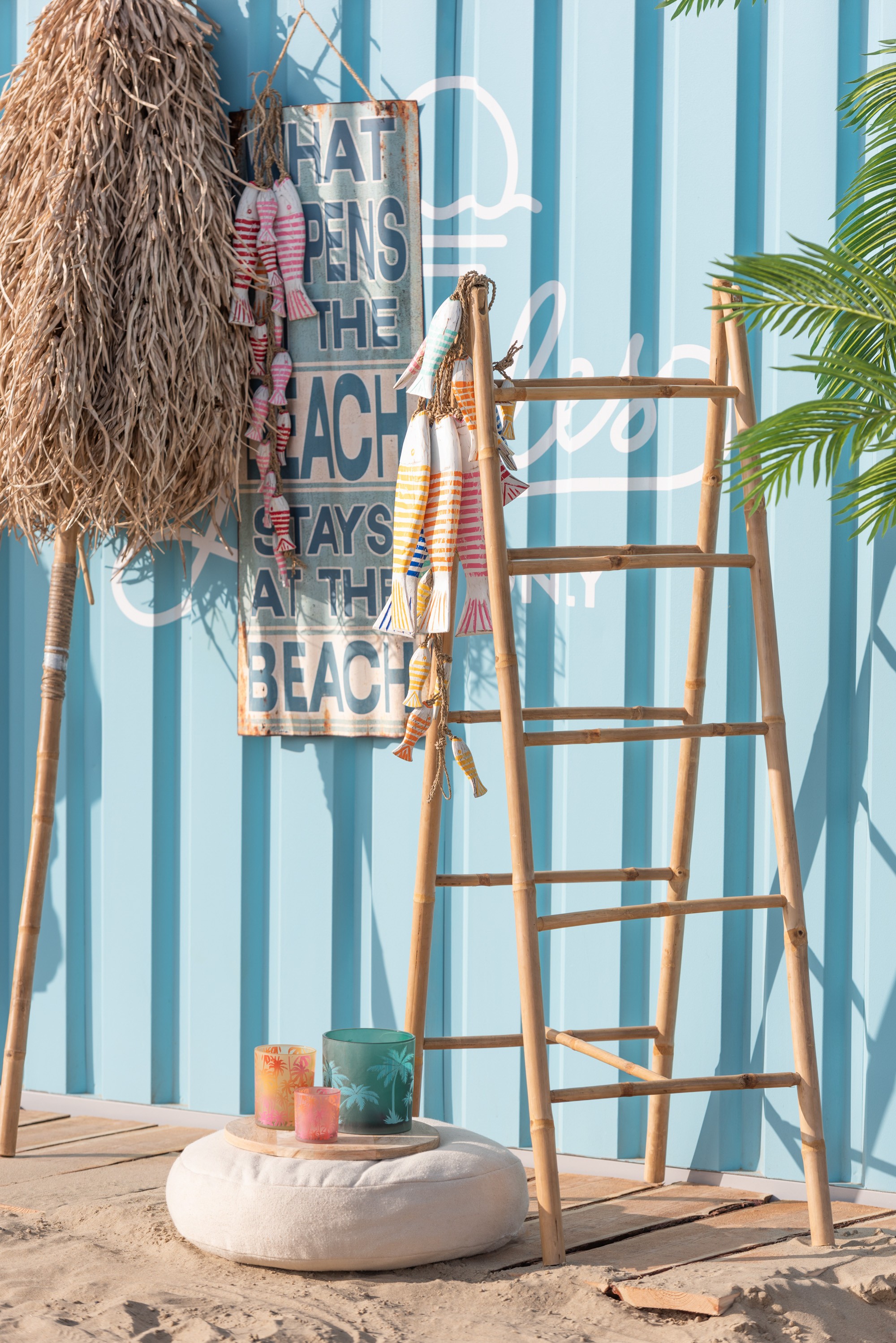 Bambusový věšák na ručníky žebřík Bamboo Pliable - 50*10*157 cm