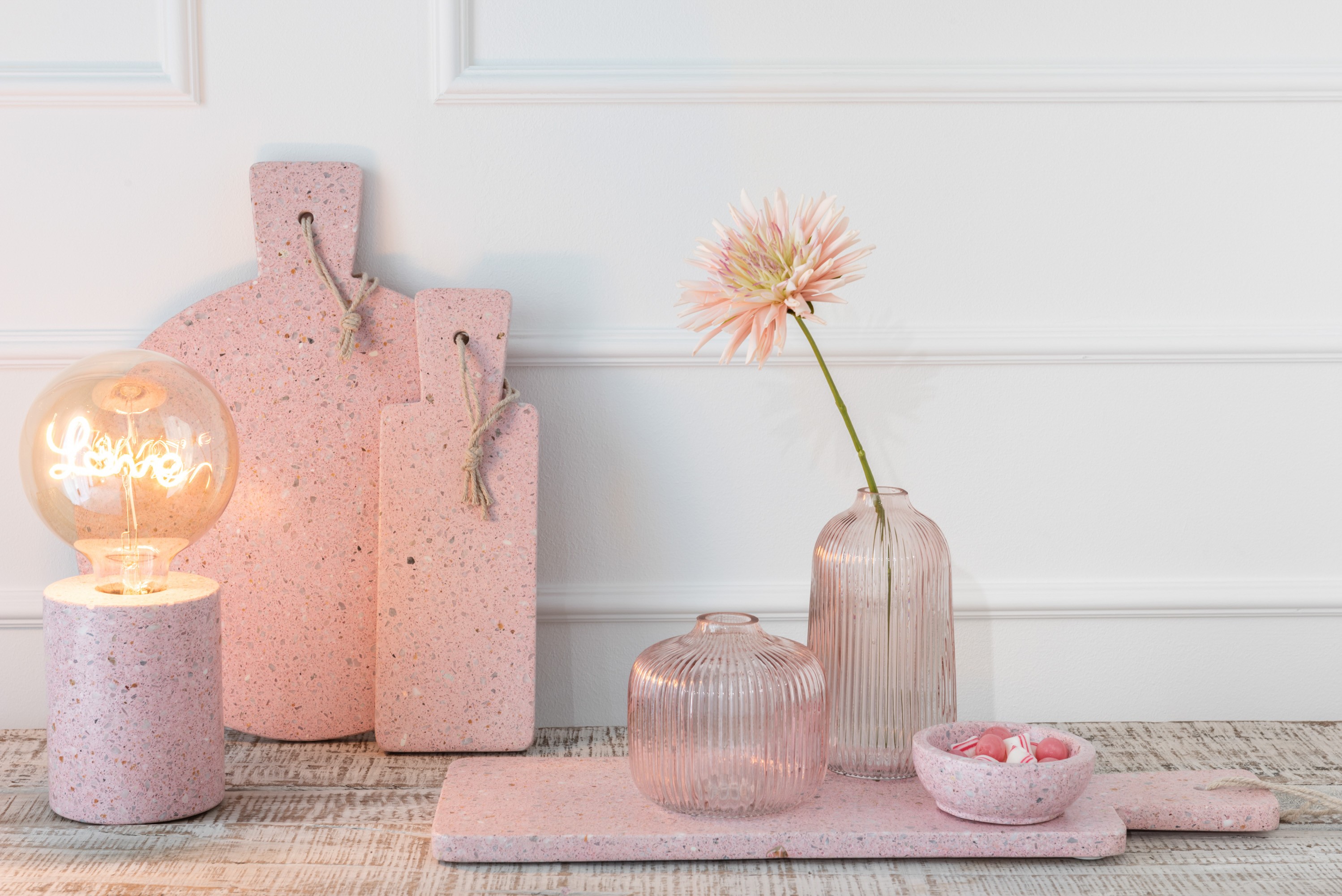 Růžová stolní lampa Terrazzo - Ø 10*13 cm/E27