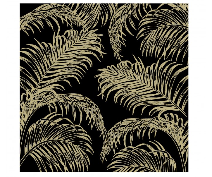 Černo-zlaté papírové ubrousky Palm - 33*33 cm (20ks)