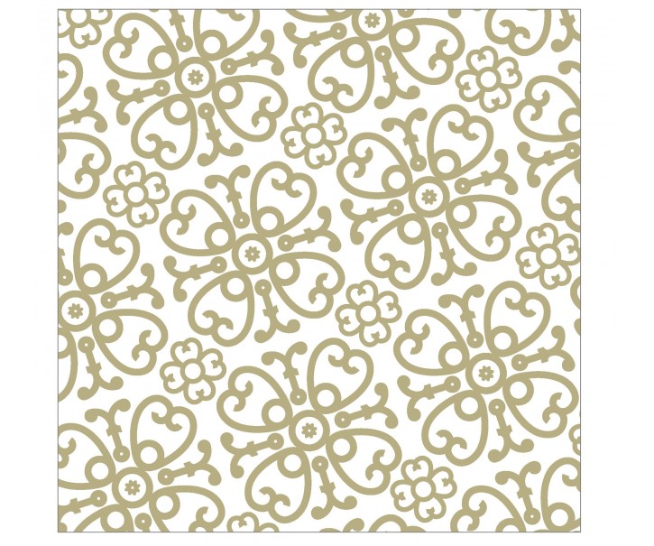 Bílo-zlaté papírové ubrousky Ornament - 33*33 cm (20ks)