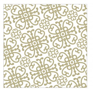 Bílo-zlaté papírové ubrousky Ornament - 33*33 cm (20ks)