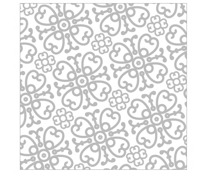 Bílo-stříbrné papírové ubrousky Ornament - 33*33 cm (20ks)