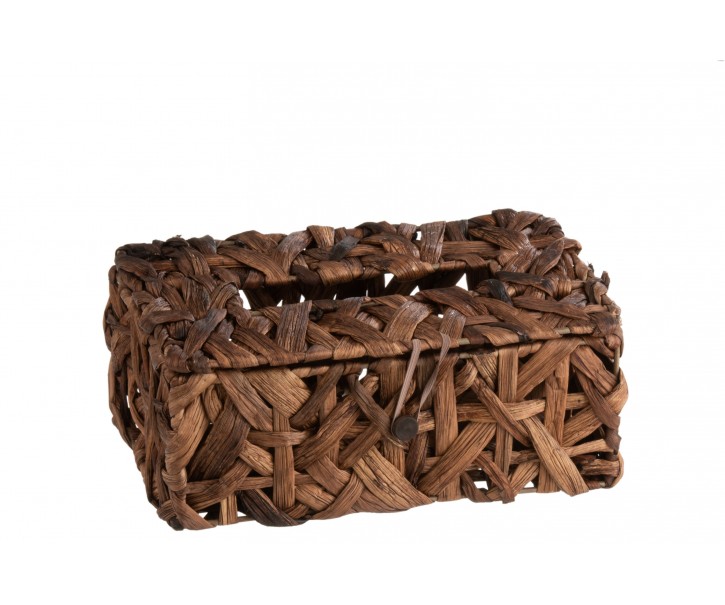 Hnědý přírodní zásobník na papírové kapesníky z rákosu - 26 * 14 *10 cm J-Line by Jolipa