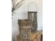 Lucerna se skleněným válcem z bambusových stonků s listy – Ø 18*40 cm