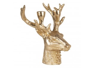 Zlatý svícen hlava jelena s patinou - 22*21*24 cm