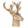 Zlatý svícen hlava jelena s patinou - 22*21*24 cm