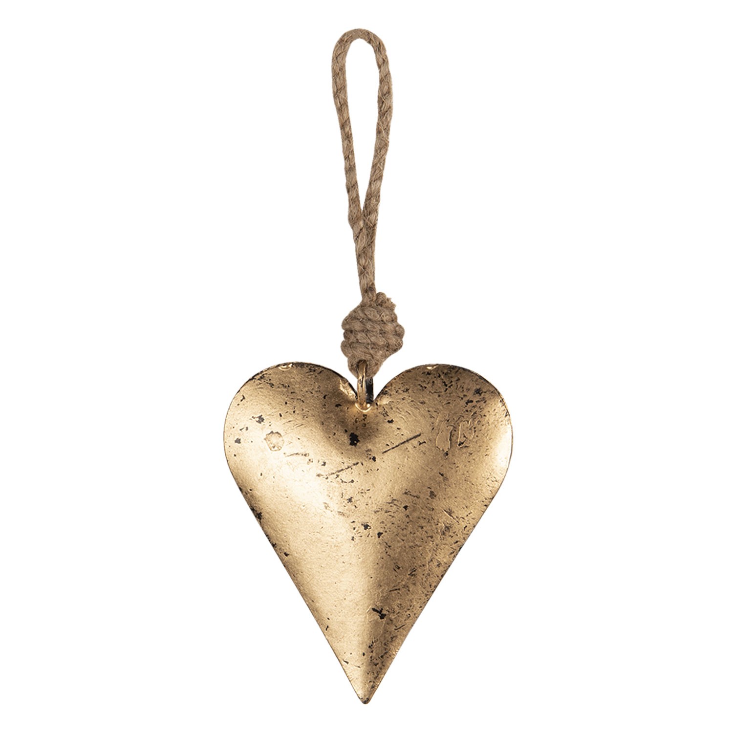 Zlaté srdce s patinou na zavěšení - 10*2*10 cm Clayre & Eef