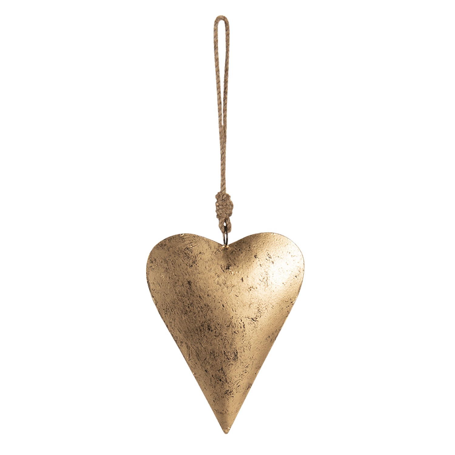 Zlaté srdce s patinou na zavěšení - 13*2*17 cm Clayre & Eef