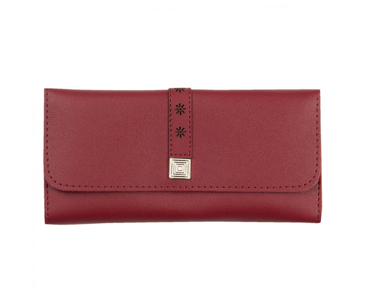 Červená peněženka Flower se stříbrným zapínáním - 19*9 cm