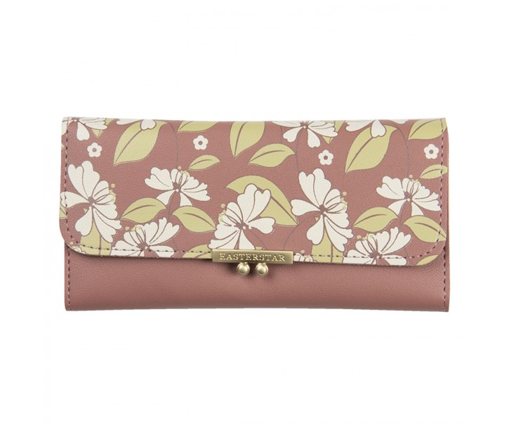 Růžová peněženka s květy Estar- 19*9 cm