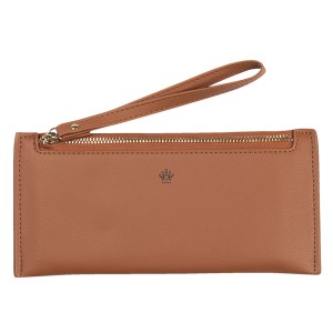 Hnědá koženková peněženka Aida s poutkem - 21*10 cm