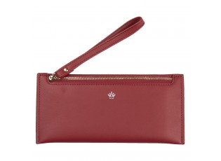 Červená koženková peněženka Aida s poutkem - 21*10 cm