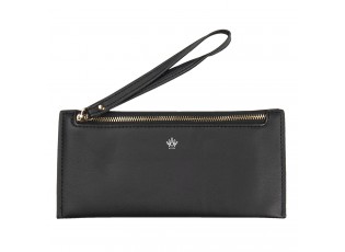Černá koženková peněženka Aida s poutkem - 21*10 cm