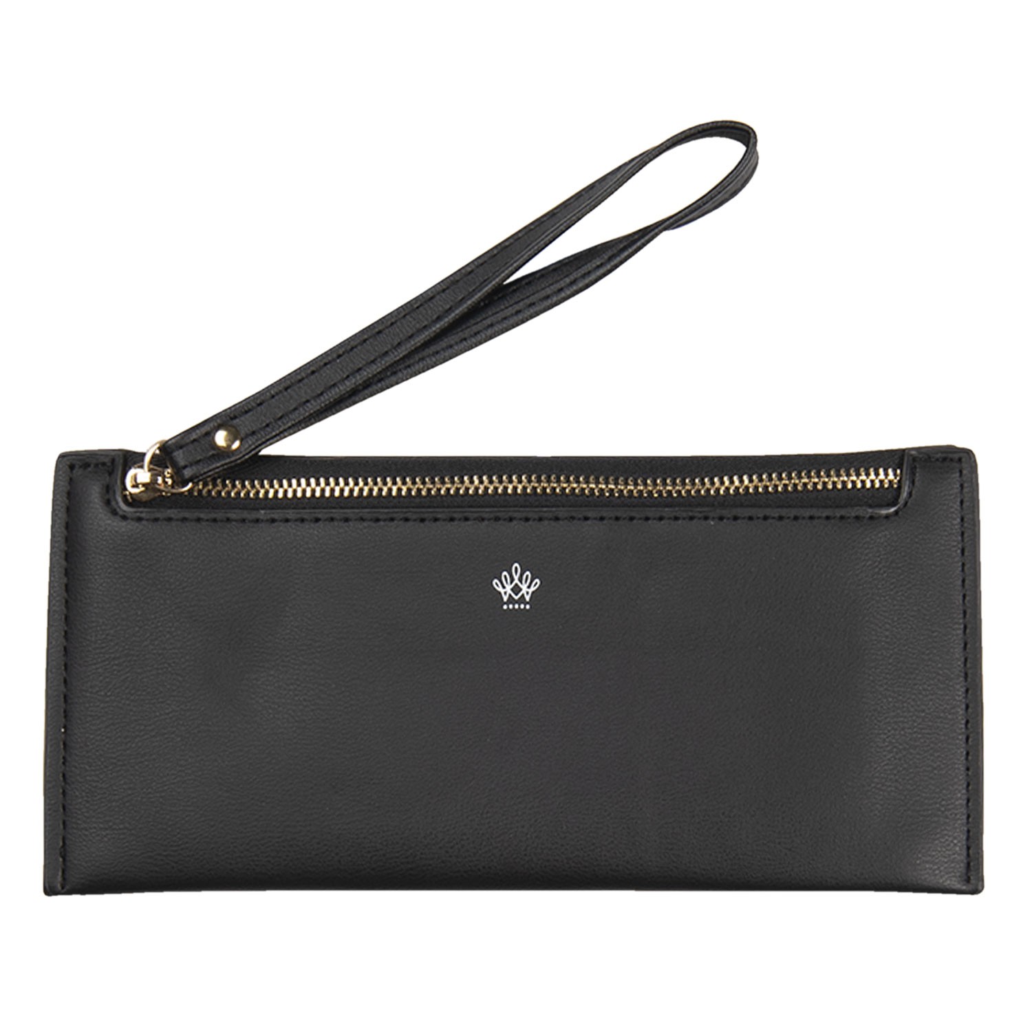 Černá koženková peněženka Aida s poutkem - 21*10 cm Clayre & Eef