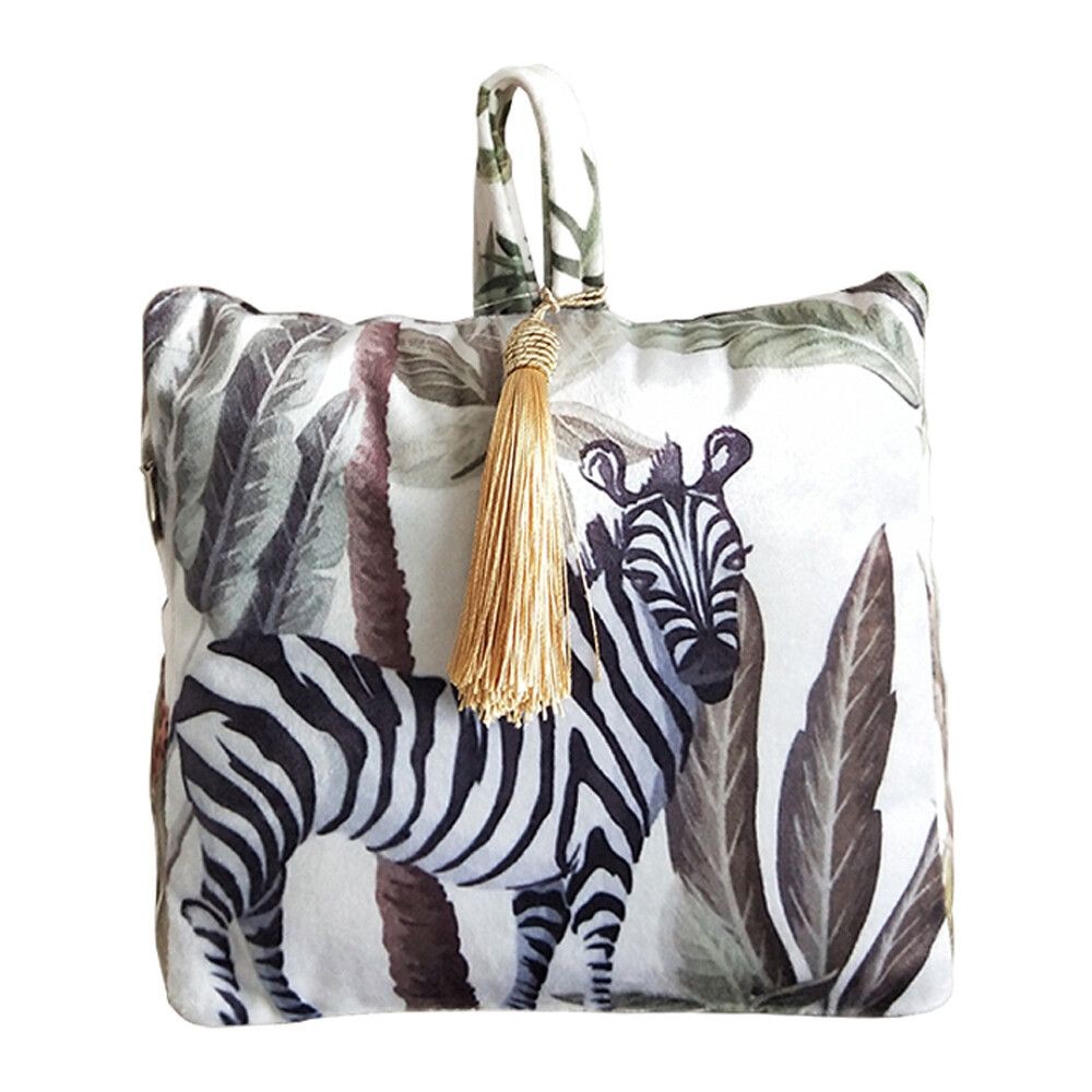 Dveřní sametová zarážka Jungle Zebra - 17*10*18cm
