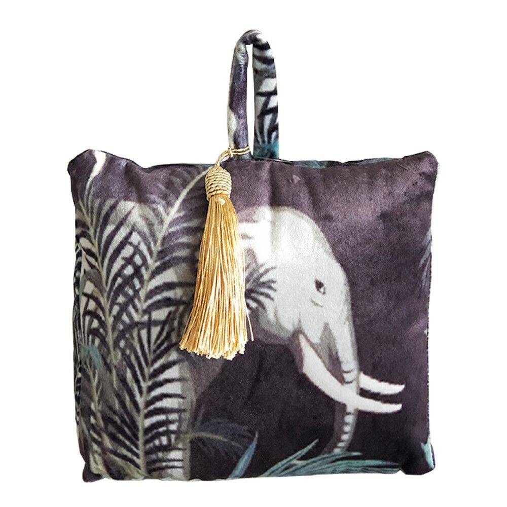 Dveřní sametová zarážka se slonem Jungle Elephant - 17*10*18cm