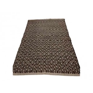 Přírodní jutový koberec s černým Diamond vzorem - 120*180cm