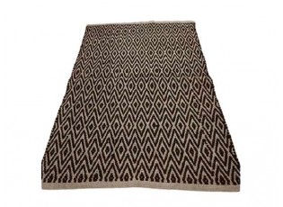 Přírodní jutový koberec s černým Diamond vzorem - 80*120cm