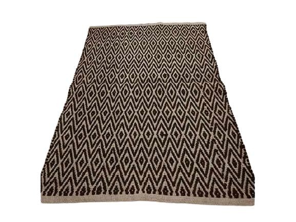 Přírodní jutový koberec s černým Diamond vzorem - 80*120cm
