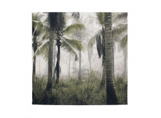 Nástěnný sametový panel s palmami Palm green - 45*45*1cm