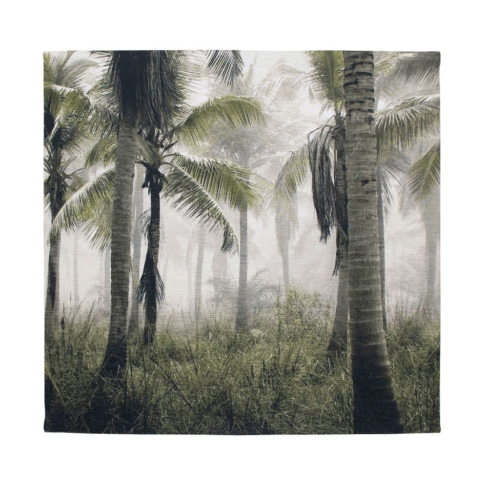 Nástěnný  sametový panel s palmami Palm green - 45*45*1cm Mars & More