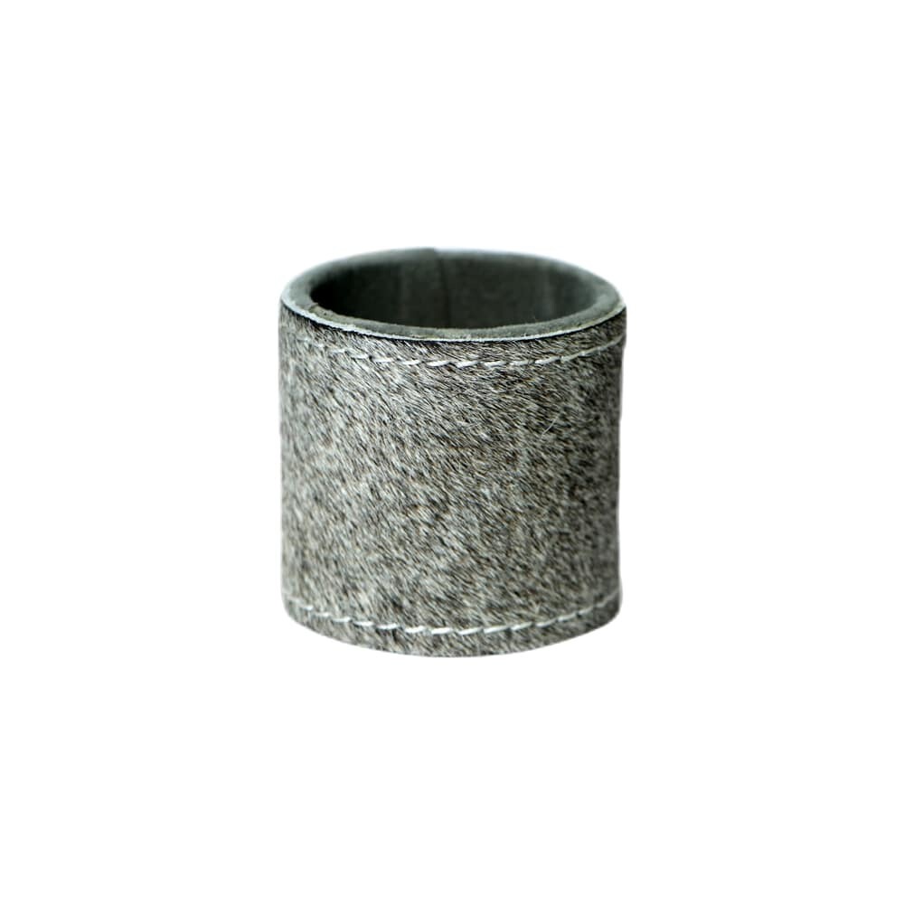 Kroužek na ubrousky z hovězí kůže Grey - 5*3cm