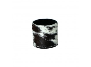 Stojánek na kulaté podtácky z hovězí kůže Black - 5*3cm