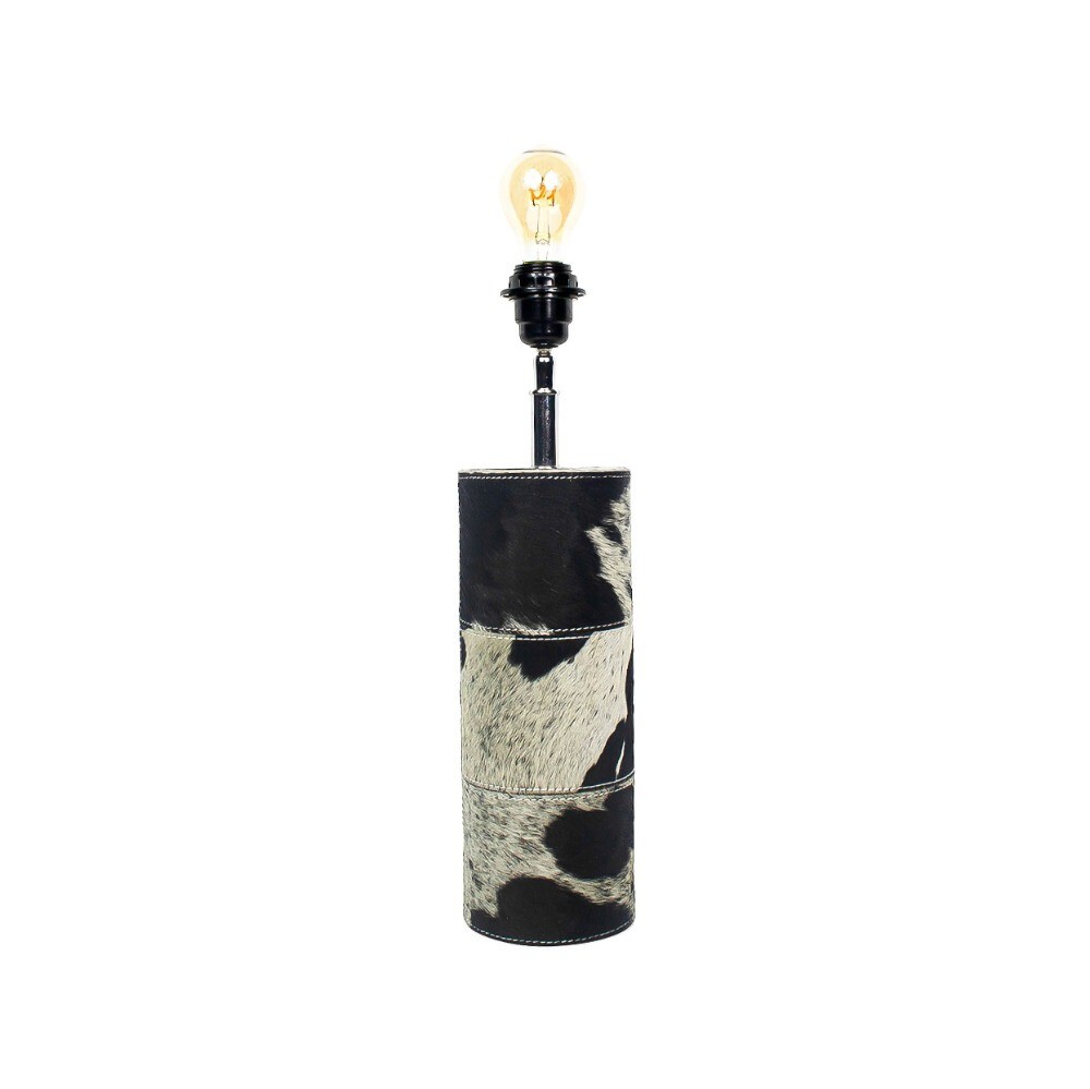 Základna k lampě s dekórem z hovězí kůže Black - 13,5*13,5*45cm