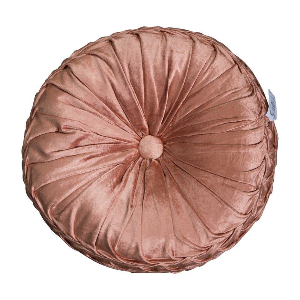 Růžový kulatý sametový polštář Rosa - Ø 40cm