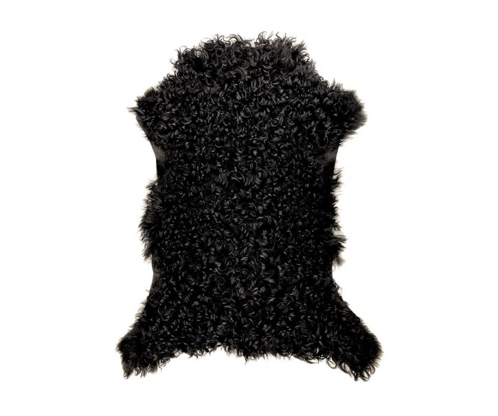 Černá kudrnatá jehněčí kožešina - 60*70*5 cm