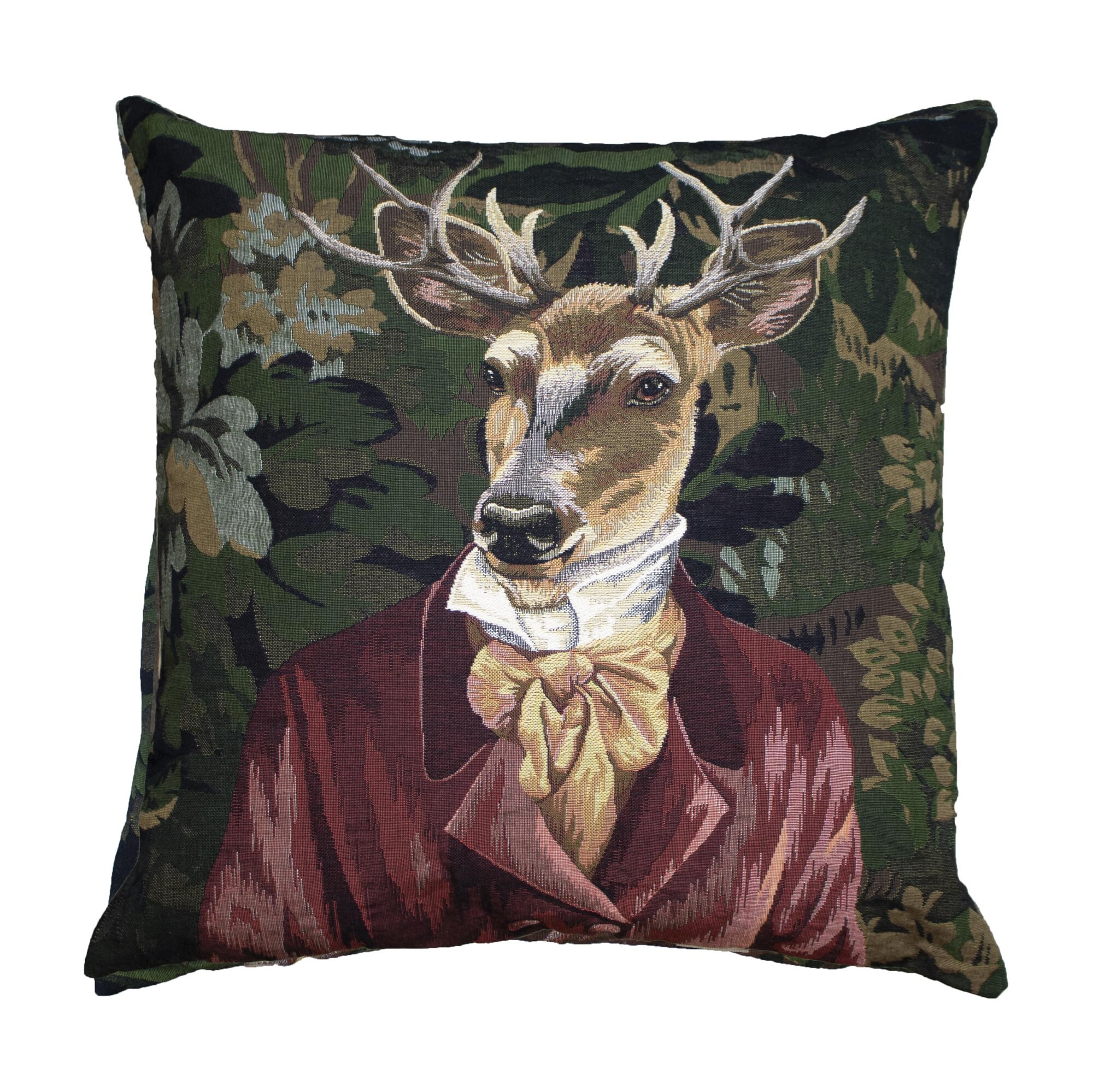 Gobelínový polštář s jelenem v červeném obleku - 45*15*45cm