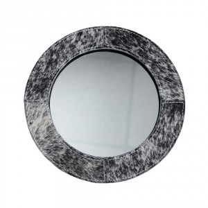 Zrcátko Mina s opěrkou a lemováním z hovězí kůže - 25*25cm