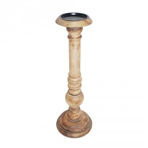 Vyřezávaný svícen Wood z mangového dřeva - 12,5*12,5*46cm