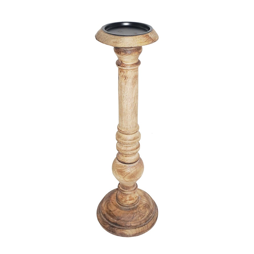Vyřezávaný svícen Wood z mangového dřeva - 12,5*12,5*46cm