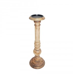 Vyřezávaný svícen Wood z mangového dřeva - 11*11*38cm