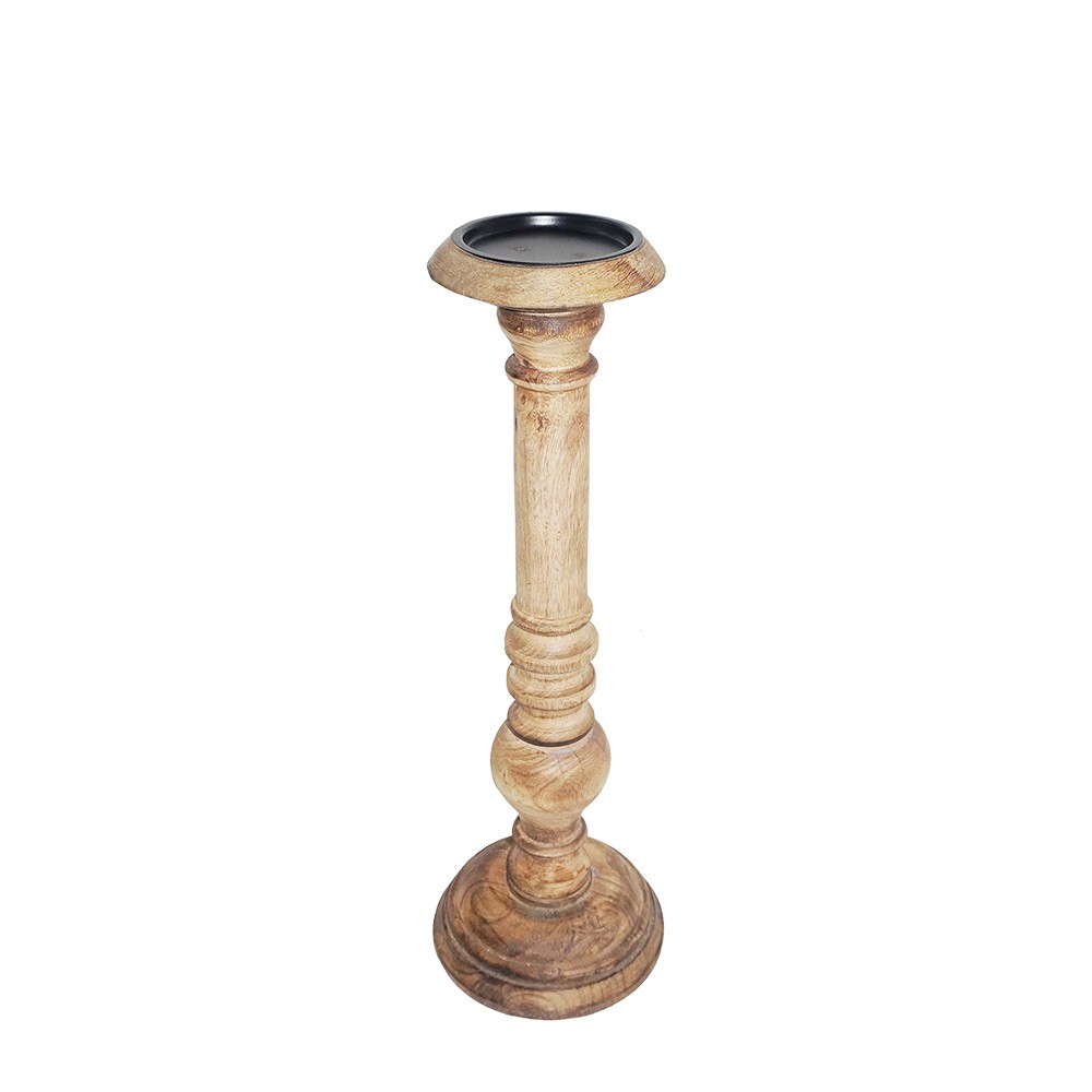 Vyřezávaný svícen Wood z mangového dřeva - 11*11*38cm